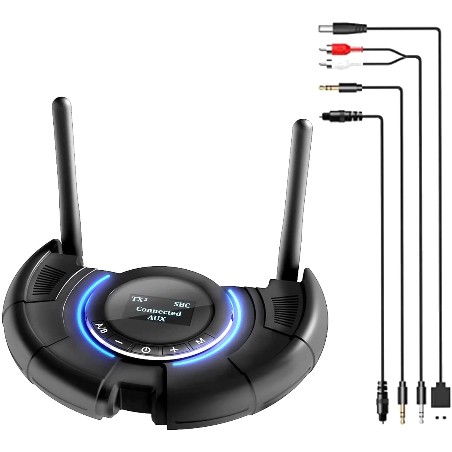 Prolig Émetteur Bluetooth 5.0 pour TV PC aptX Low Latency Adaptateur audio sans fil Prise en charge de 2 casques (Optical, AUX, RCA, USB) Portée de 393 pieds