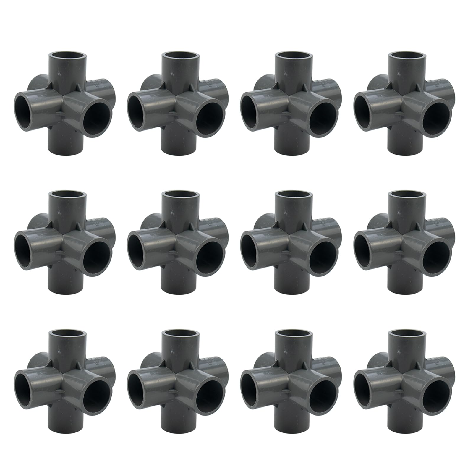 6-Way PVC Elbow Fitting Connector 90 Degree Pipe Joint for Pipe Fittings Fit OD 1 Inch?25mm) Tube Grey