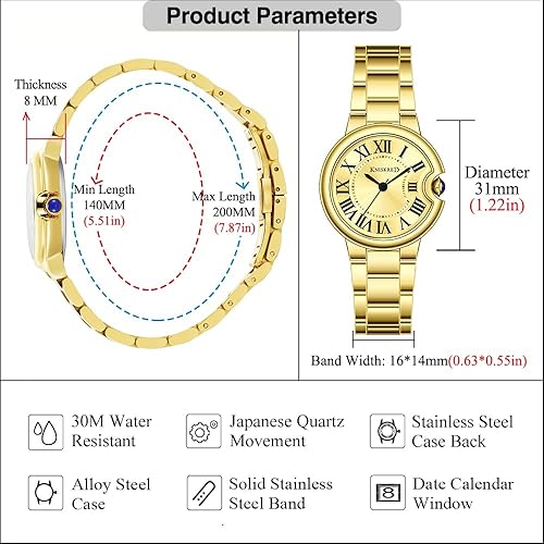 Miniatura 6 de Classic Watch for Women with Vintage Roman Numerals and Solid Stainless Steel Band Ladies Casual Watch