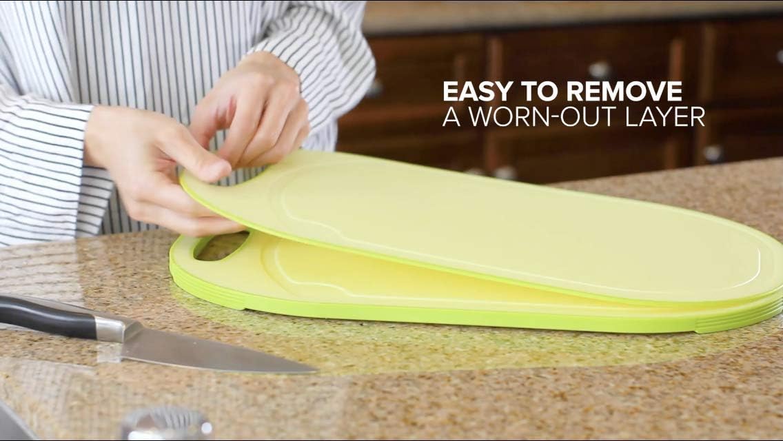 (5 Layers) Multi-Layer Non-Slip Cutting Board, Innovative 5 layered construction, 5 Kitchen Chopping Boards for Price of 1, BPA Free, Non Porous, Dishwasher Safe, Juice Grooves (Pink)