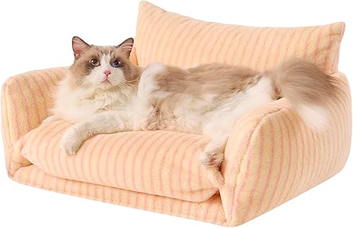 Miniatura 28 de Hollypet Cama para gatos, mullida, multifuncional, de doble capa, suave para mascotas, sofá ortopédico para gatos y perros pequeños, color rosa (21