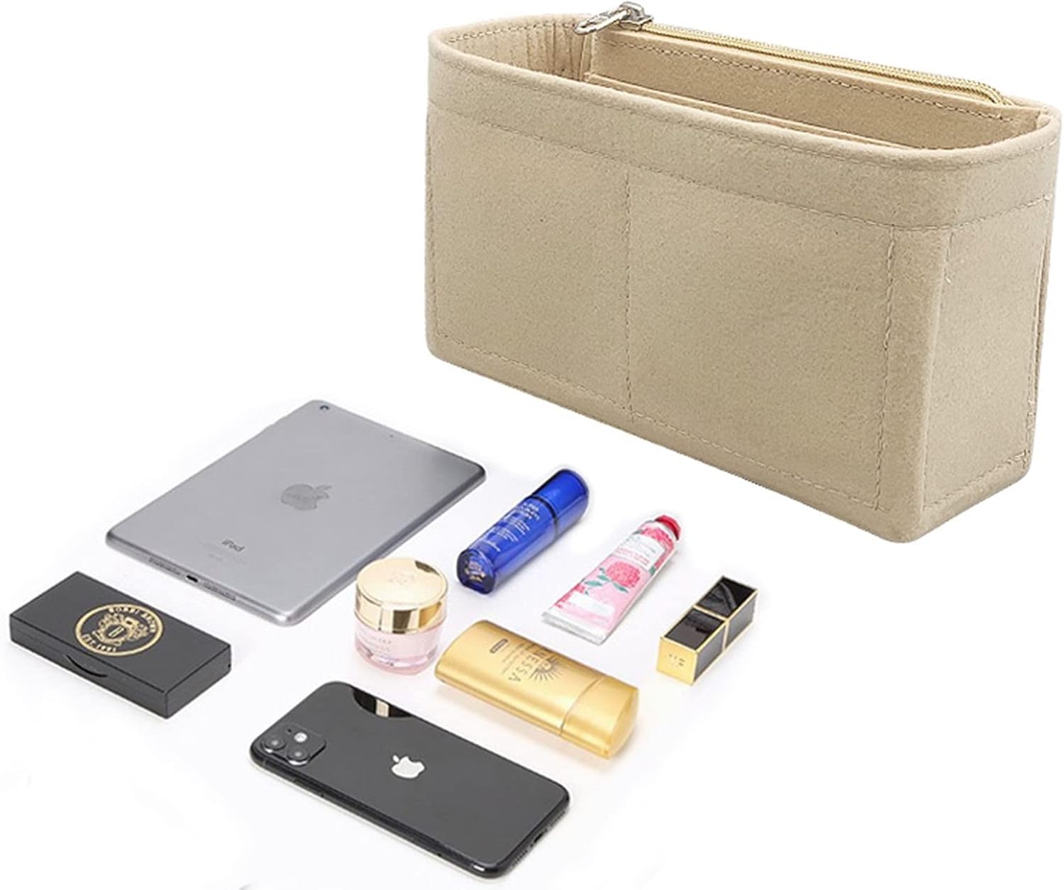 Lckaey Purse Organizer Insert for Chanel bag organizer reissue 23S handbag with Side Zipper2001pink-23Smini