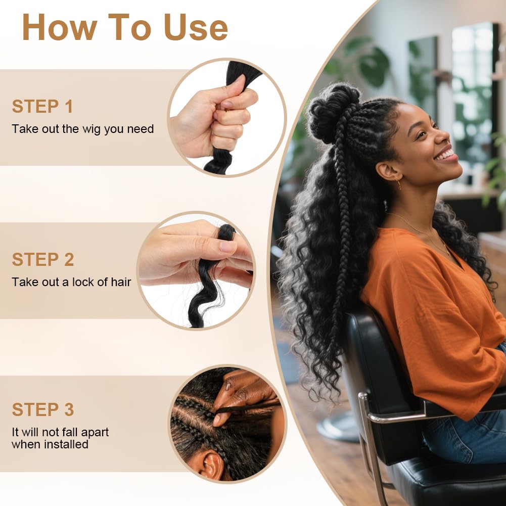 Aomig 65 cm Ponytail Extension Black Braids Extensions Curly Hairpiece Braided Hair Strands for Women Children Girls Synthetic Hair for Braiding Hair Extension Braid for Party Festival Gifts - Image 4
