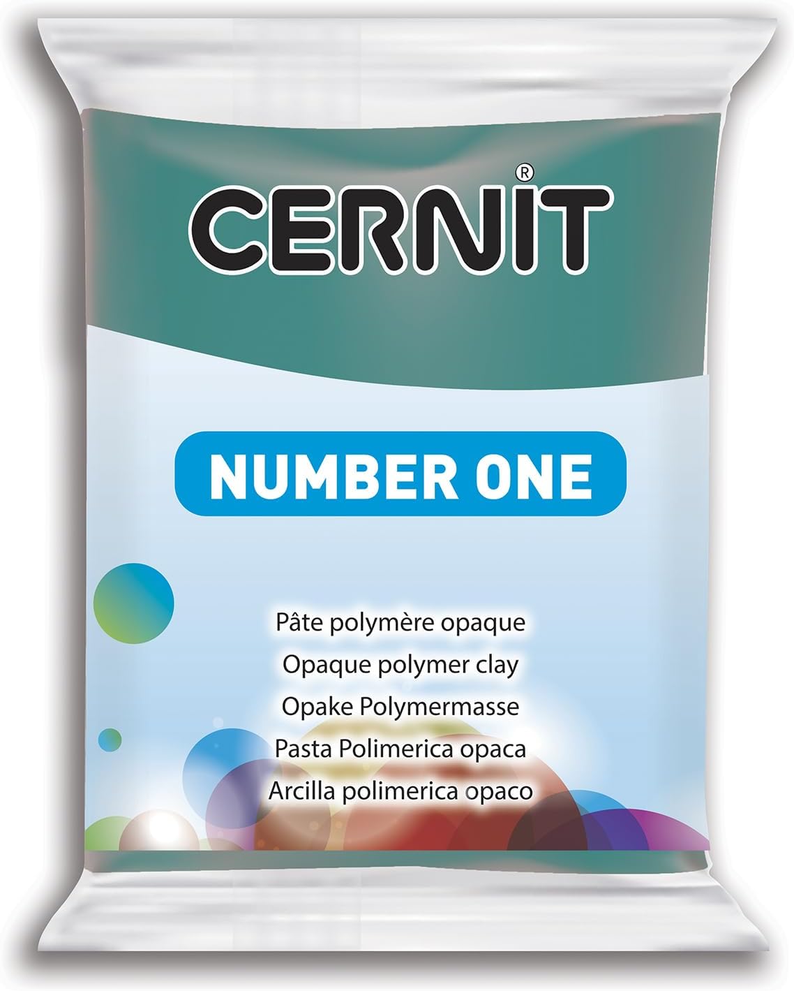 Cernit CE0900056662C - A Pack of Polymer Clay Block - Number One Range - Modelling and Baking Clay - Fir green colour - 56 g block - Manufactured in Belgium