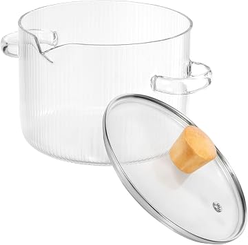 Glass Saucepan with Cover,Glass Cooking Pot,Heat Resistant Glass Stovetop Pot,Transparent Borosilicate Glass Simmer Pot with Lid and Spout,Nonstick Soup Pot Cookware for Soup Noodles Sauce Salad M