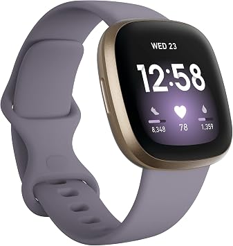 Amazon.com: Fitbit Versa 3 Reloj inteligente para salud y fitness, color  exclusivo de Amazon, GPS, frecuencia cardíaca 24/7, Alexa integrada,  batería de más de 6 días, cardo/oro, talla única (bandas S y