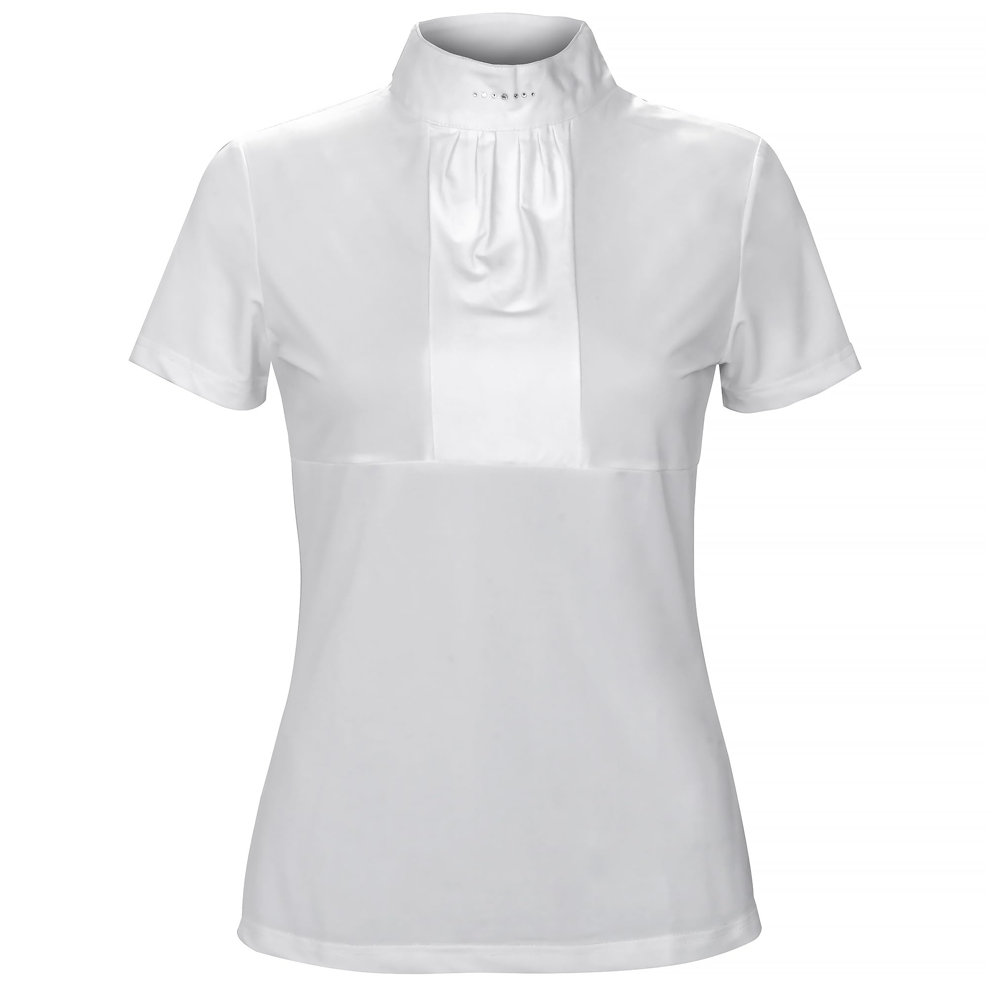 Emery 24SS - Camiseta de equitación para mujer, manga corta, color blanco, con encaje, transpirable y elegante, Blanco, L