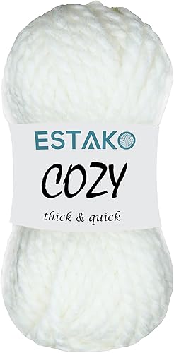 Estako Cozy Thick & Quick Yarn - Hilo acogedor grueso y rápido, 20% lana, 80% acrílico, suave, súper voluminoso, peso #6, para tejer y hacer 50187 -
