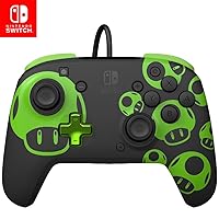 Vista 1 de PDP Rematch Wired Gaming Controller 1-Up Mushroom - Officially Licensed for Nintendo Switch, Switch Lite & OLED Model, Nintendo Switch 2, Glow