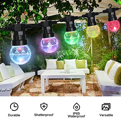 Vigdur 41Ft Disco Ball String Lights - 15 Projection Balls Color Changing String Lights Waterproof Shatterproof Outdoor Patio Lights For Party Backyard Pergola Porch Garden #TOP2