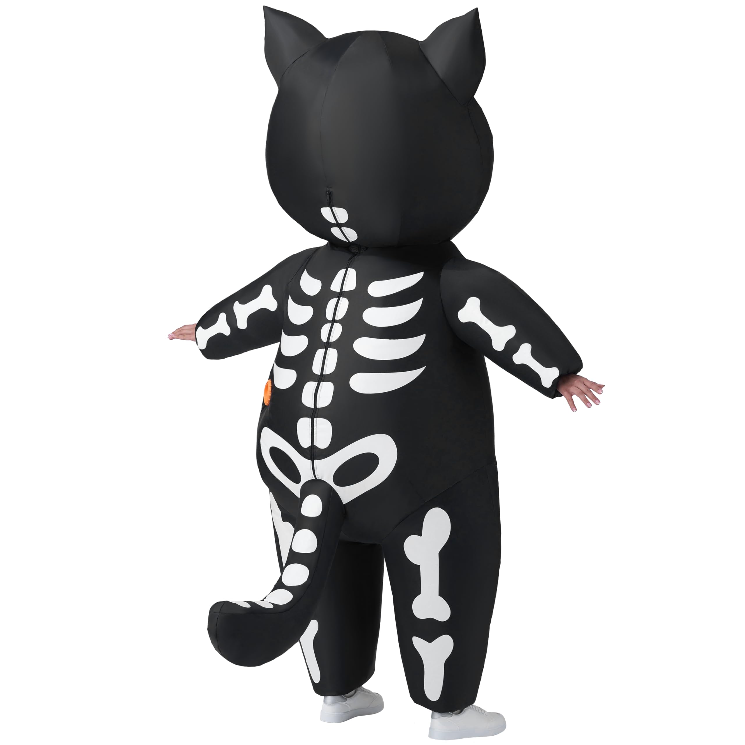 Spooktacular Creations Nadmuchiwane kostiumy na Halloween dla dorosłych, z oczami LED, szkielet, kot, dmuchany kostium dla kobiet, na całe ciało, nadmuchiwany kostium na Halloween, imprezy cosplay