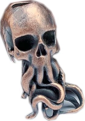 Retro Brass Skull Octopus EDC Beads Keychain DIY Paracord Beads
