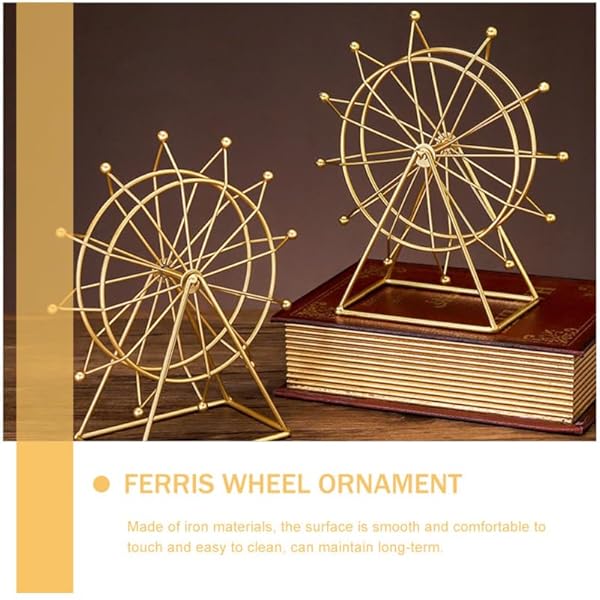 ARTIBETTER Ferris Wheel Ornament, Gold Metal Miniature, Bookshelf Decor for Home Office, Vintage Style Desk Decoration for Room by ARTIBETTER - Image 5
