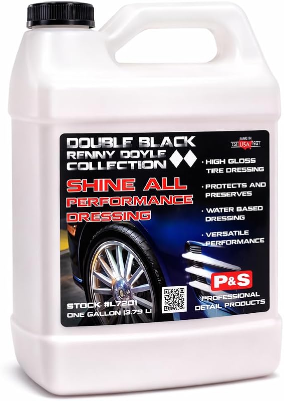 P&S Professional Detail Products Shine All Performance Dressing - Apósito de alto brillo para neumáticos y molduras - A base de agua, uso interior/exterior en caucho, vinilo y cuero - Acabado Pro Detail - 1 galón