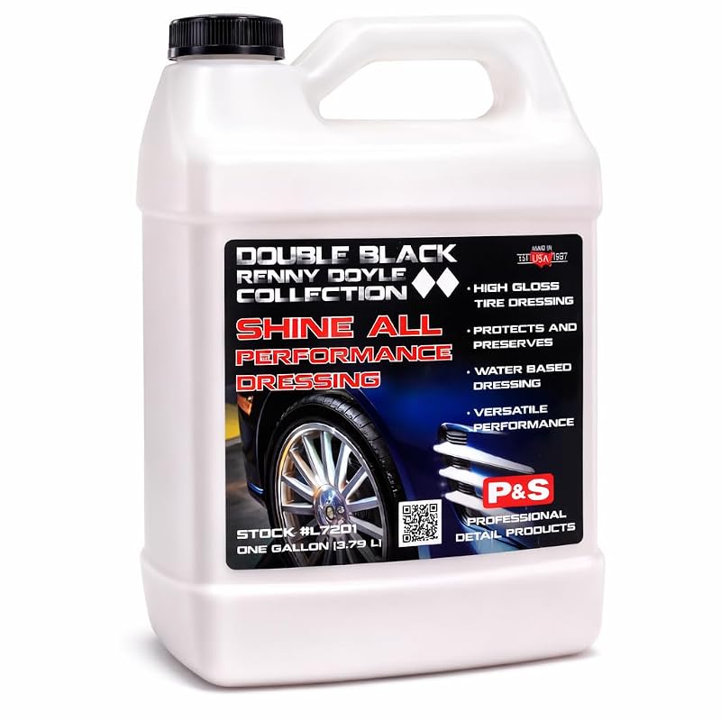 P & S PROFESSIONAL DETAIL PRODUCTS Shine All Performance Dressing para Pneus, Borrachas, Vinil e Couro à Base de Água – Alto Brilho, Uso Interno e Externo, Frasco de 3,8 L