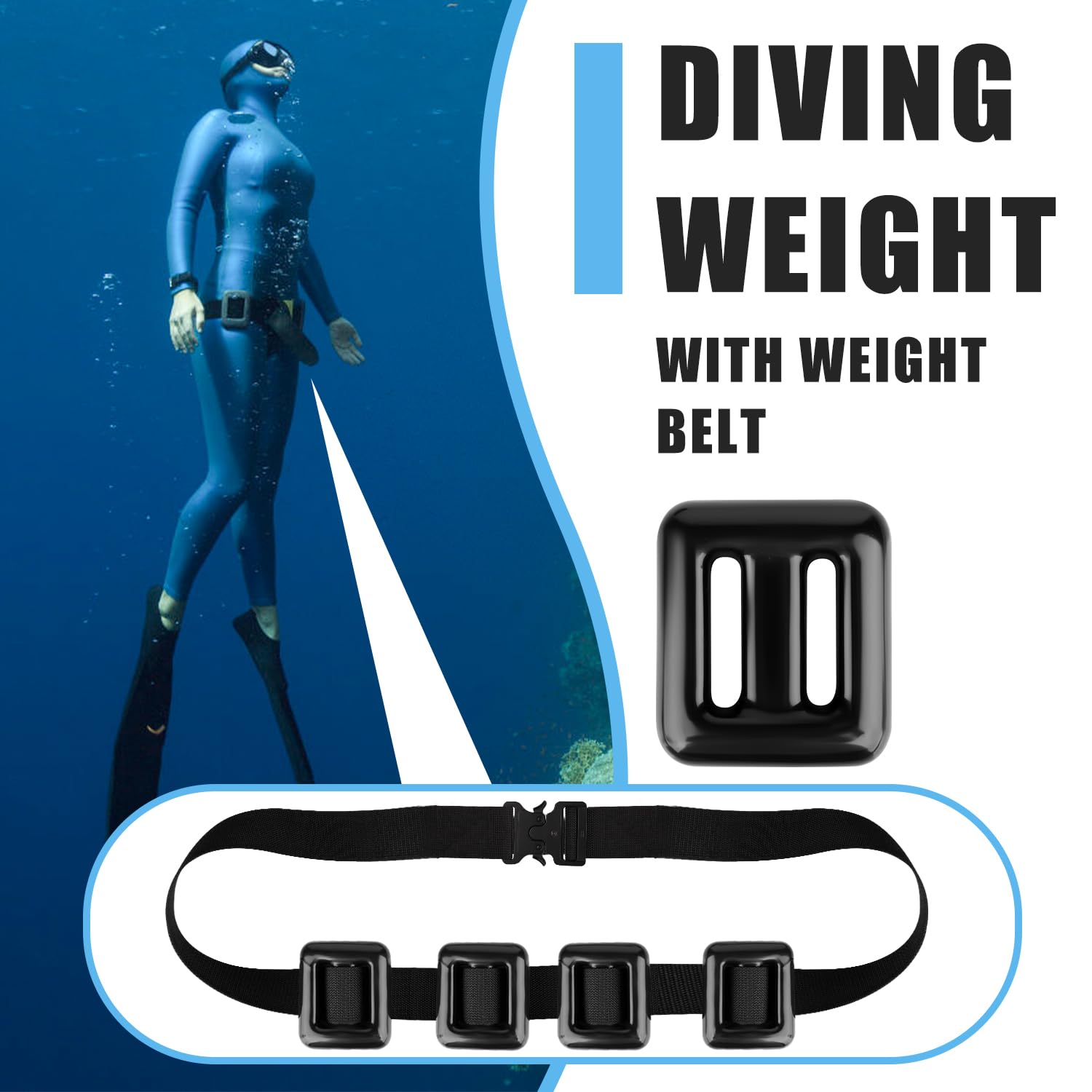 PEUTIER 4stk Tauchgewichtsgürtel, 0,5kg Tauchgewichtsgürtel Nylon-Tauchgürtel mit Metall-Schnellverschlussschnalle zum Speerfischen Freitauchen