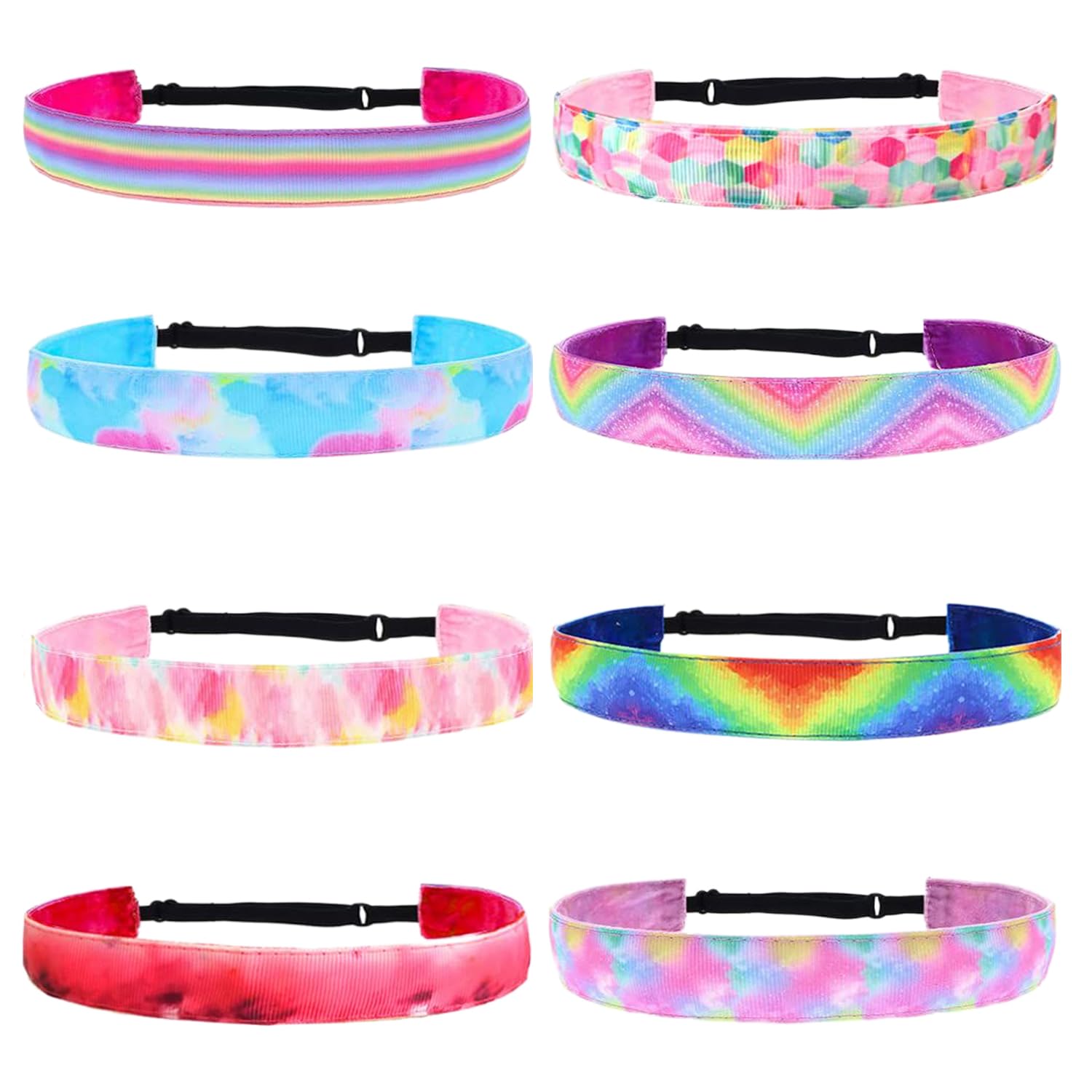 8 Stück Haarbänder Rutschfest, Buntes Haarband Kinder, Kopfband Mädchen Sommer, Tie Dye Haarbänder, Sport Haarband Mädchen, Perfekt für Sport, Tanz Oder Anderen Freizeitaktivitäten