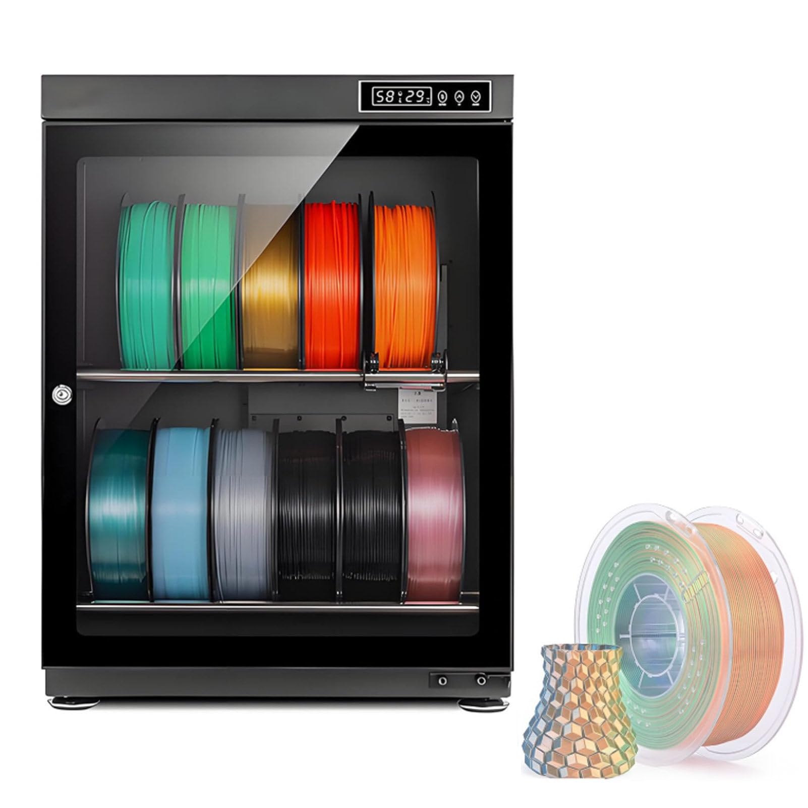 Oiyekntd 3D Printer Filament Storage Box, 2/3 Tiers Filament Storage Rack, 3D Filament Holder for Home, Office Workshop, Holding 10-12/15-21 Filament Spools 70L