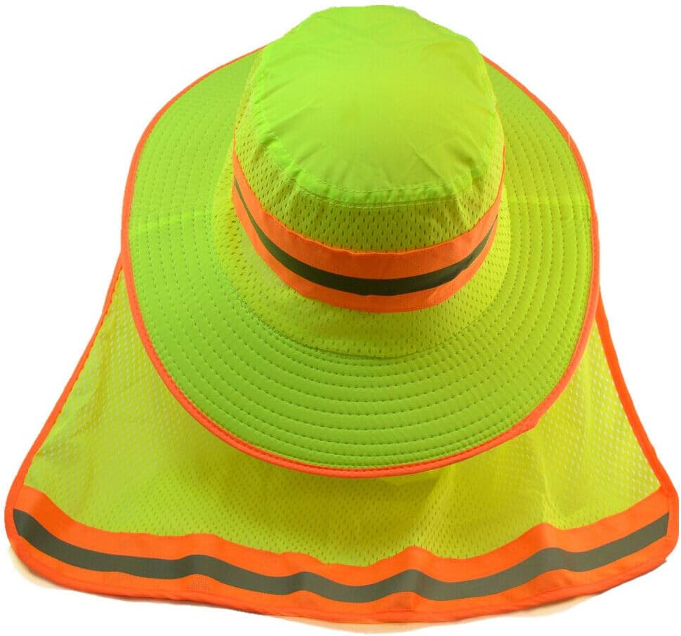 Goyoma Hi Visibility Reflective Work Safety Neck Flap Boonie Hat Bucket Cap