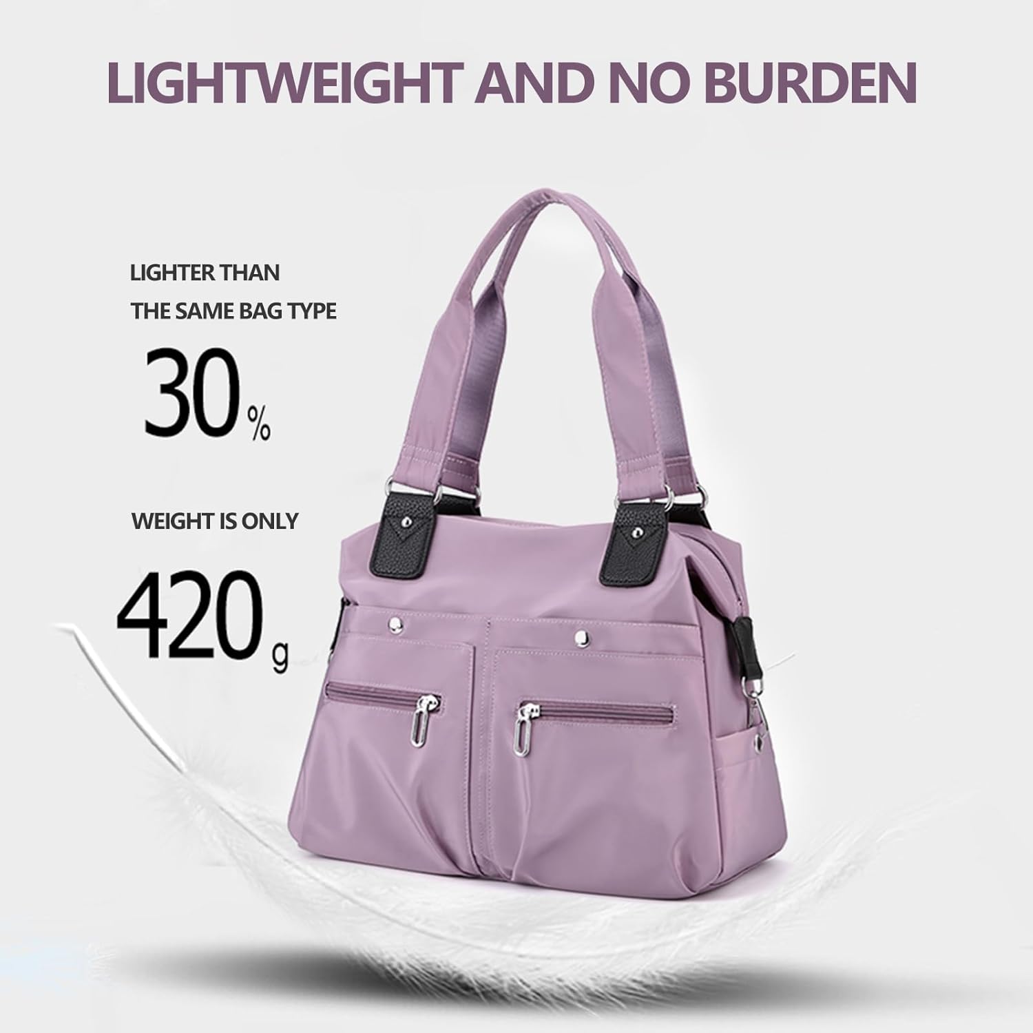 Large Capacity Lightweight Waterproof Multi-Pocket Nylon Shoulder Bag with Zipper, Crossbody Travel Messenger Bag