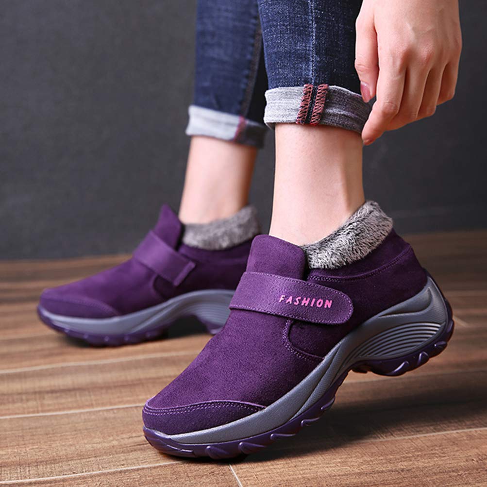 Toride Mujer Botas de invierno de gruesa Cálidas antideslizantes Senderismo Deportes casuales Hook & Loop Zapatillas de deporte al aire libre Zapatillas de deporte cortas de felpa Zapatos