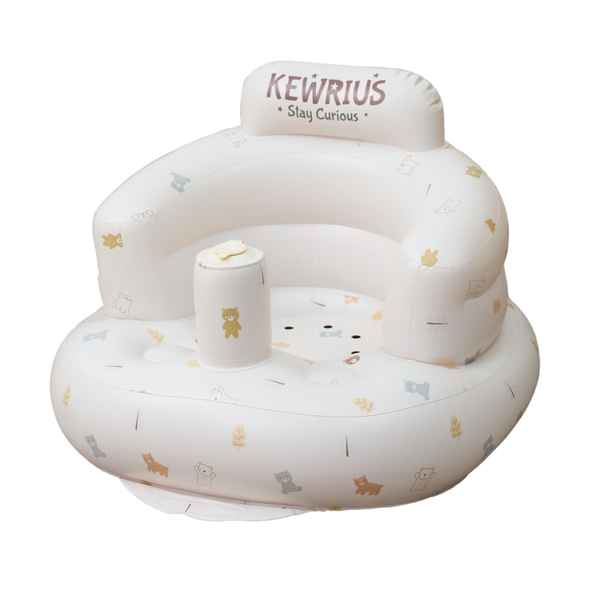 KEWRIUS Inflatable Baby Seat Floor Seats for Babies 3 Months and Up for Infants, Blow Up Chair Inflatable Baby Chair, Infant Chair with Built in Air Pump (Infaltabel Seat Polar Bear)