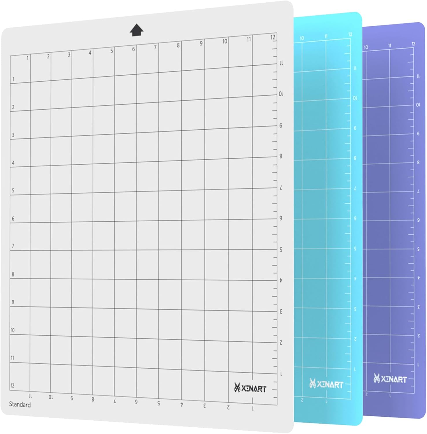 XINART Cutting Mat for Silhouette Cameo 4/3/2/1(3 Mats-Standard、Light、Strong，12X24 inch) Adhesive Sticky Cricket Accessories Craft Vinyl Replacement Cut Mats for Silhouette Cameo