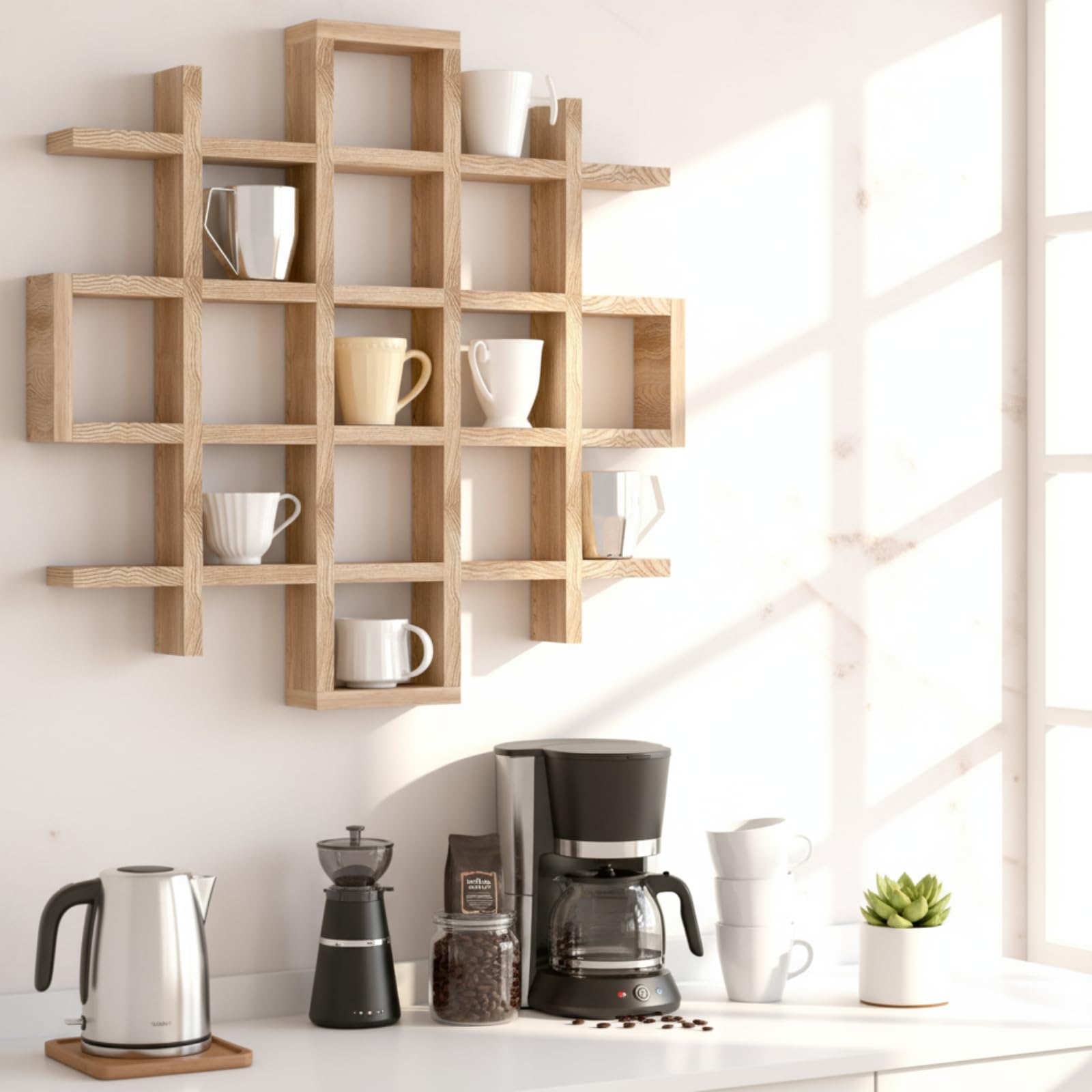 Amazon.com: Suzile Oversize Coffee Mug Display Rack Wooden Display