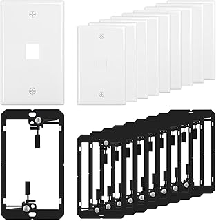 FGB 1-Port Keystone Wall Plate, with Low Voltage Mounting Bracket, 10Pack