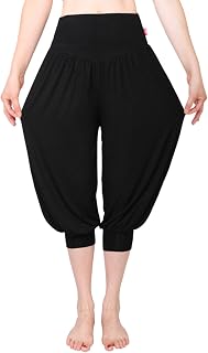 Sommer Damen Slim Fit 7/10 Abgeschnittene Hose Modal Elastisch Haremshose Pluderhose Pumphose Ideal für Sport Yoga Tanz Jogging Dance