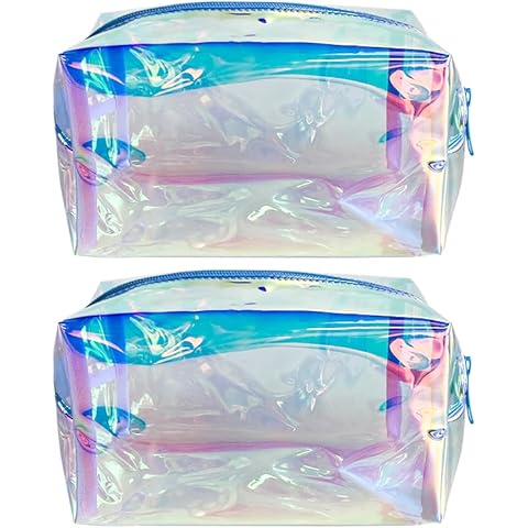 ONEART Holographic Iridescent Cosmetic Bag,Portable Waterproof Cosmetic Makeup Pouch with Zipper, Toiletry Bag for Women,Laser Cosmetic Bags for Travel Cover