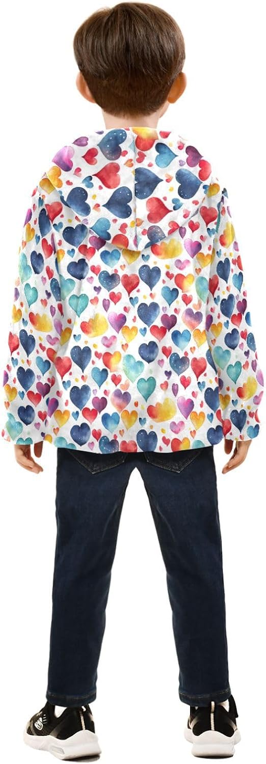 Valentine's Day Heart Boys Fleece Coat,Children's Zip-Up Hoodie Jacket,Baby Warm Fashion Outerwear 3-10T,B0402629