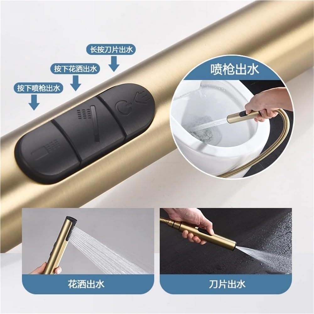 Brass Bidet Faucet 304Stainless Steel Portable Toilet Bidet Sprayer Set Toilet Faucet Hygienic Shower Hot Cold Water Shoer Head(Sprayer Only Brushed)