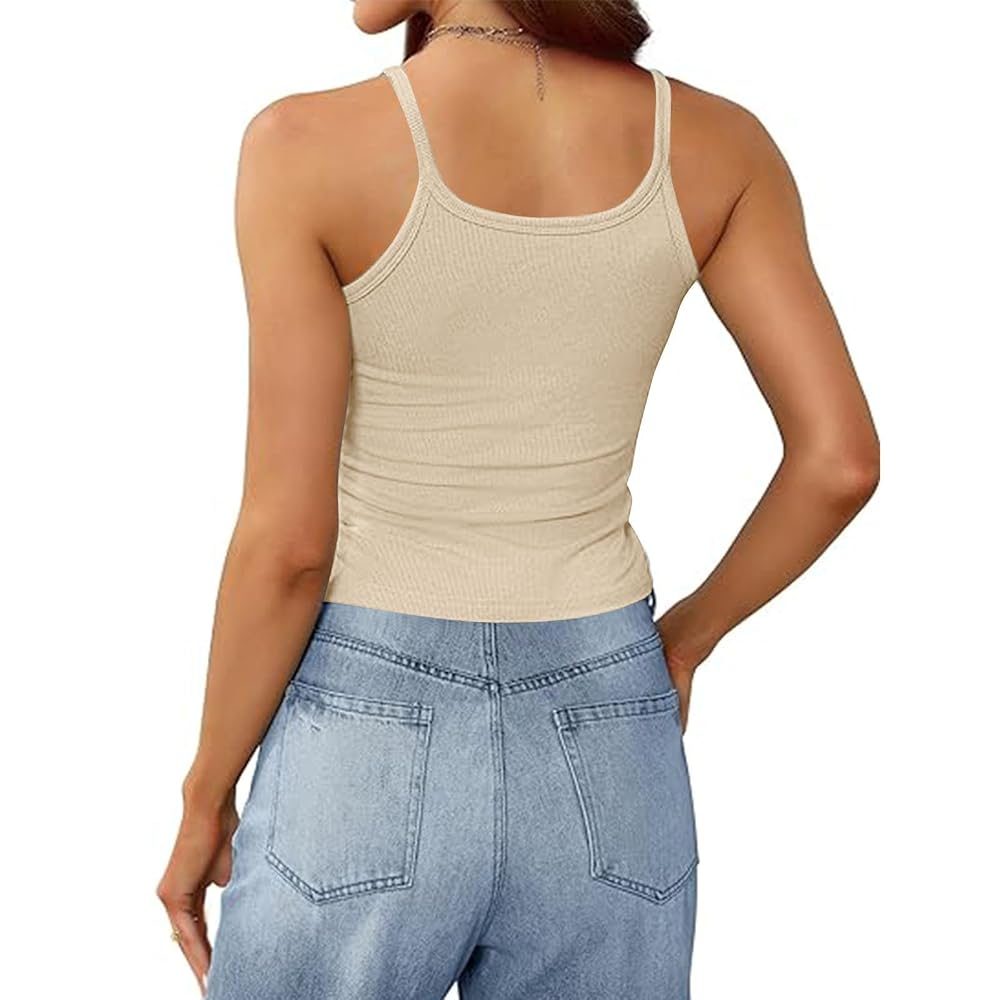 Women's Solid Square Neck Sleeveless Crop Top - Racerback Summer Tank Top, Casual Basic - View #11