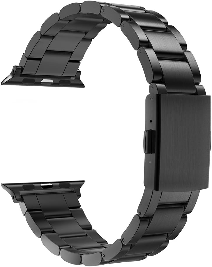 Simpeak Slim Band Compatible with Apple Watch 38mm 40mm Series 6 SE 5 4 3 2 1, Women Men Solid Stainless Steel Business Band Strap Replacement for iWatch 38 40, Black