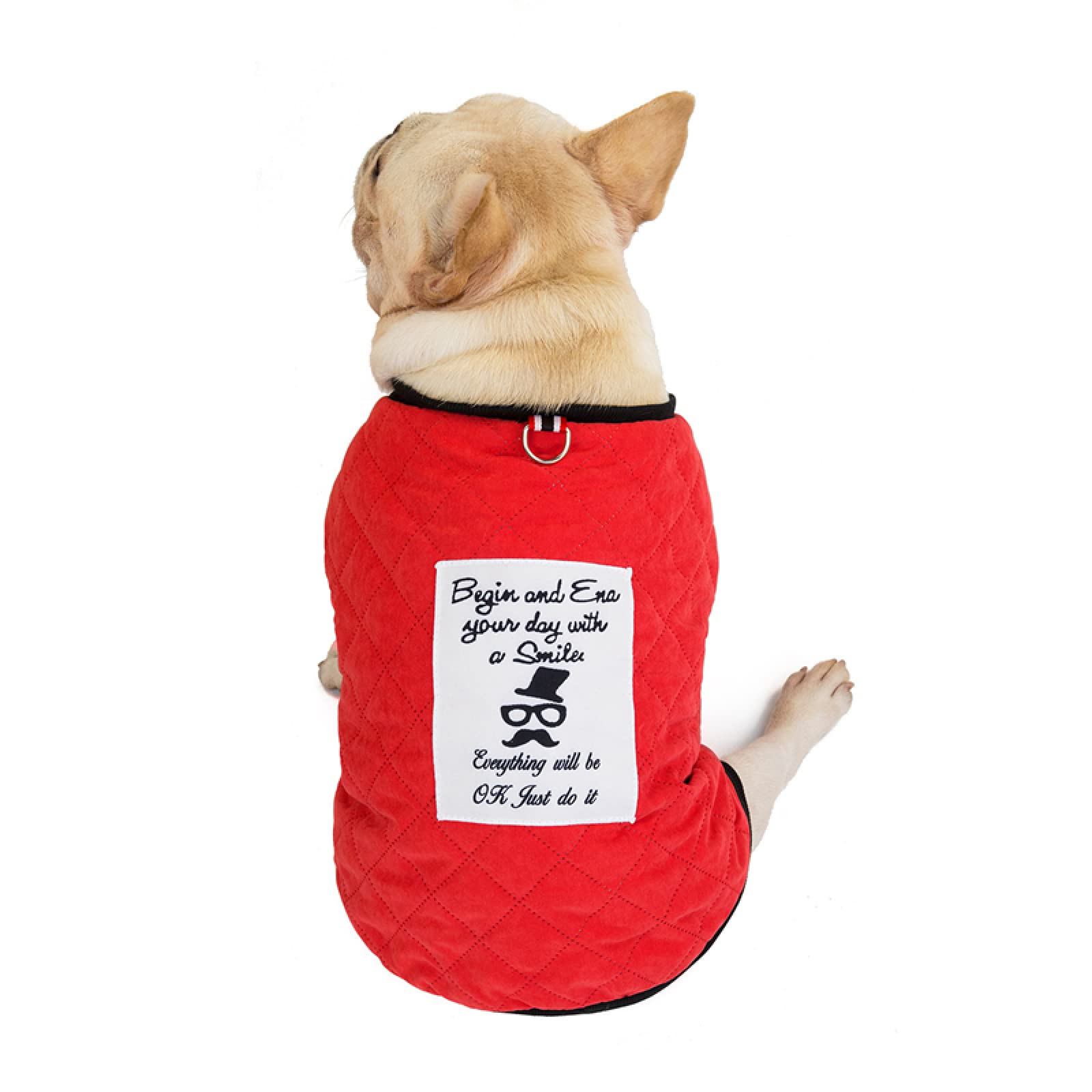 Manteau pour bouledogue et carlin veste matelassée à carreaux rouges taille S