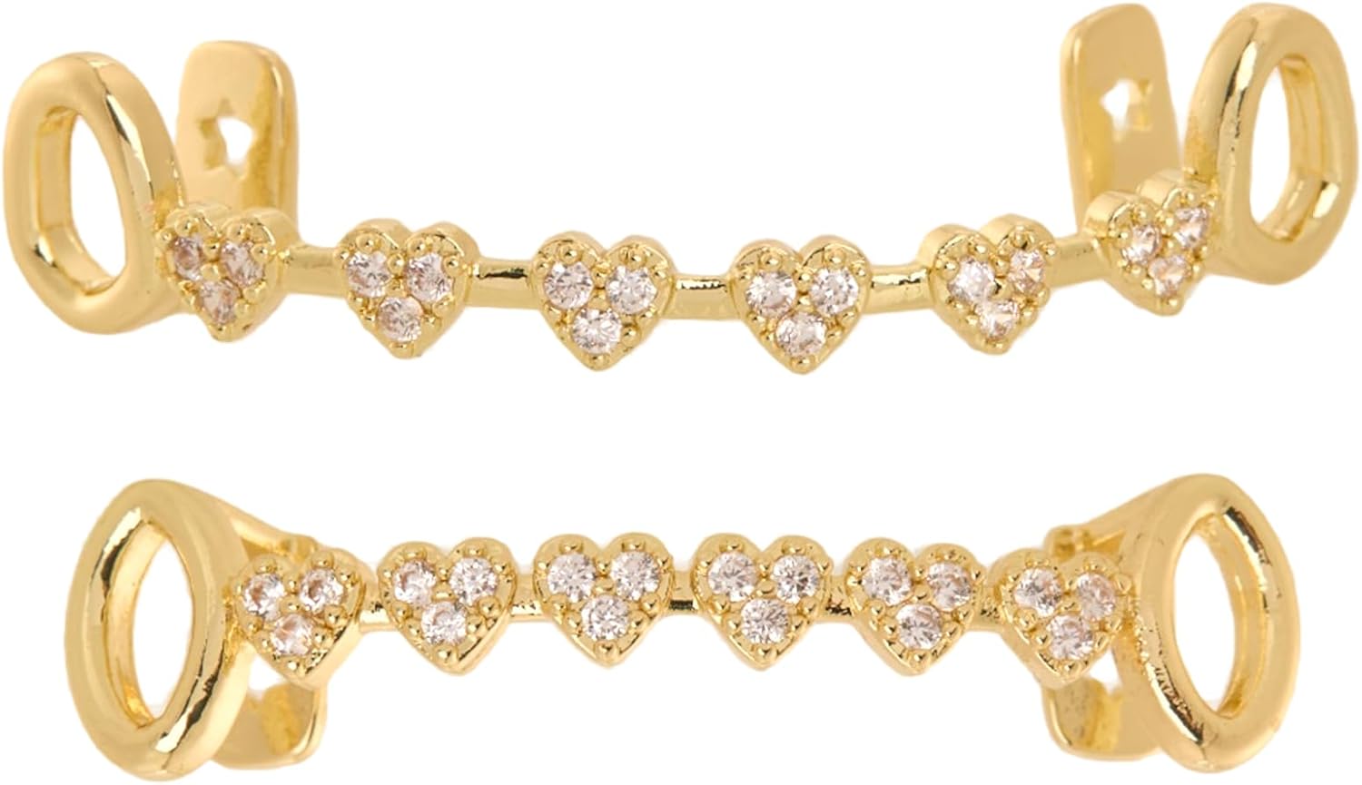 Fake Braces - Fake Grillz for Women, Silver Heart Teeth Jewelry for Women, Diamond Grillz for Your Teeth