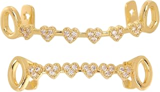 Fake Braces - Fake Grillz for Women, Silver Heart Teeth Jewelry for Women, Diamond Grillz for Your Teeth