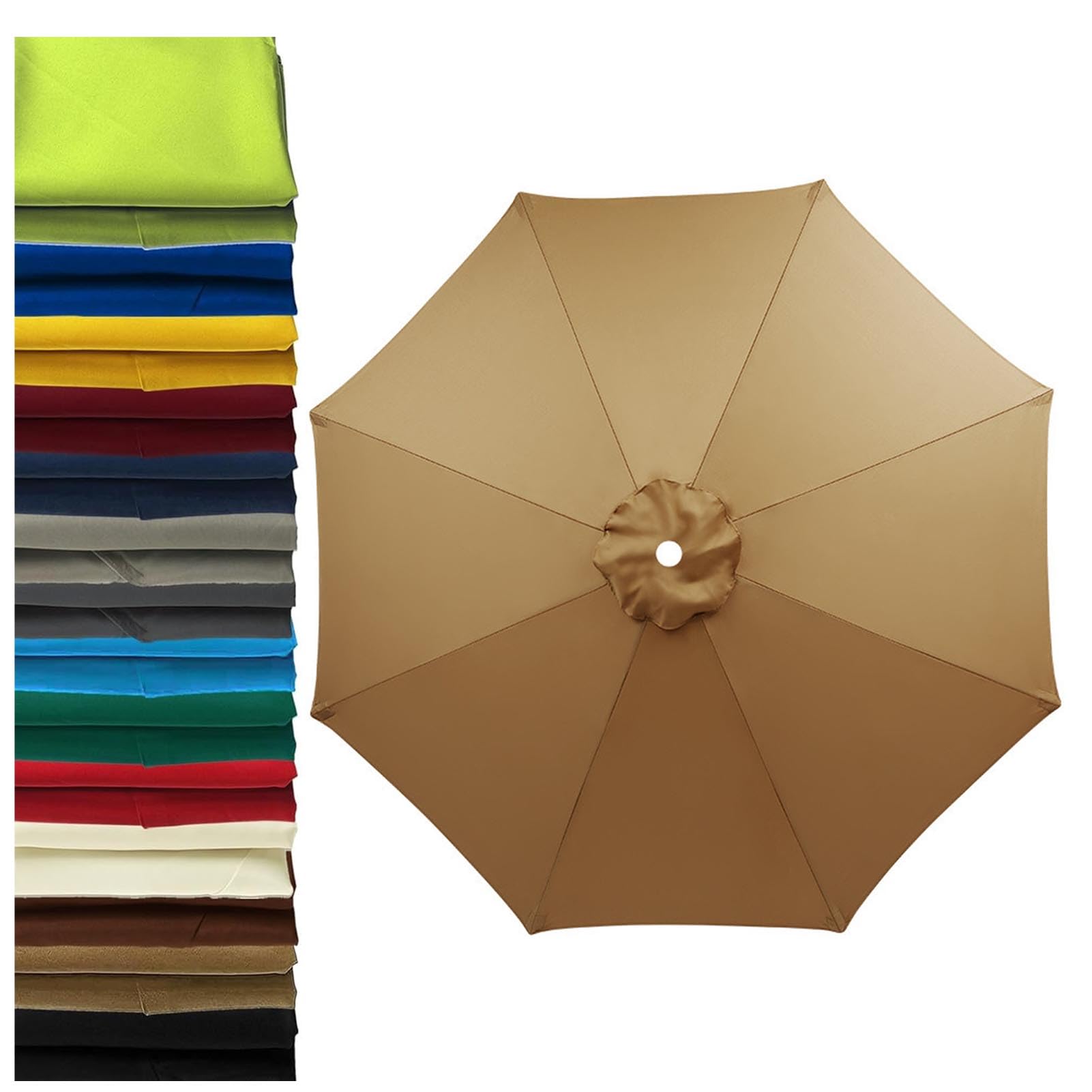2m-3.5m Replacement Parasol Canopy 6 Ribs/8 Ribs Parasol Replacement Canopy, UPF 50+ Garden Parasol Replacement Canopy, Garden Umbrella Replacement Cover (Light brown,8ribs:2m/6.5ft)