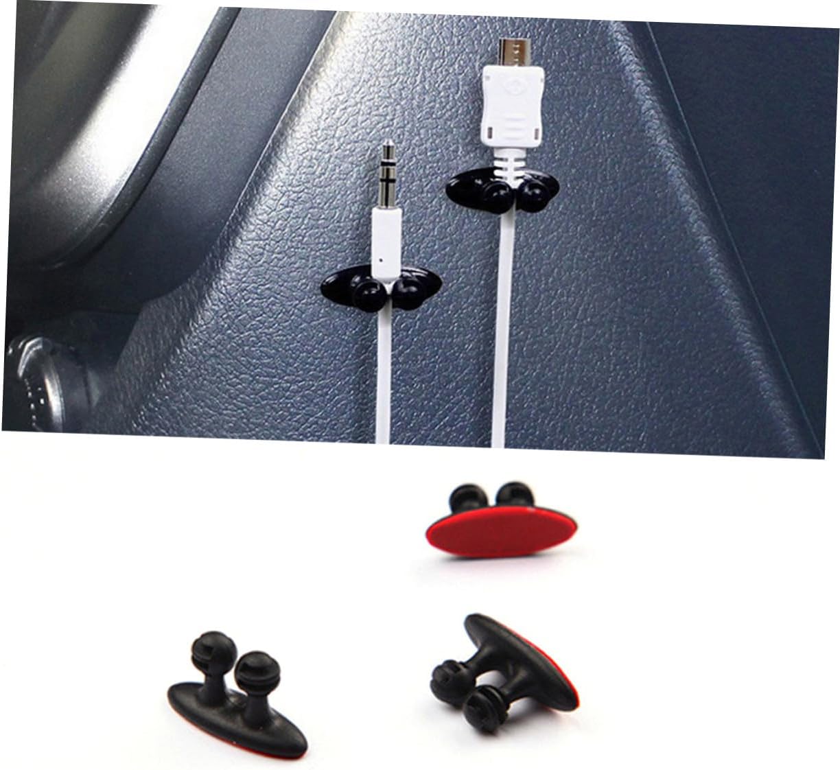 Cable Clamp Holder Pack Reusable Car Cable Clips Black Cord Management Ties for Charger Earphone Electric Cords