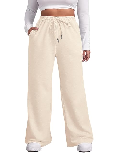 MK Shop Limited MK Shop Limited Plus Size Pants for Women Wide Leg Sweatpants Beige