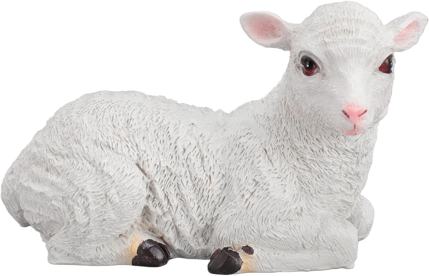 Zerodis Resin Sheep Statue, Cute Vivid Fine Crafted Garden Sheep Figurine Resin Decoration Ornament Outdoor Yard Lawn Landscape Statue (24x12x15cm / 9.4x4.7x5.9in)