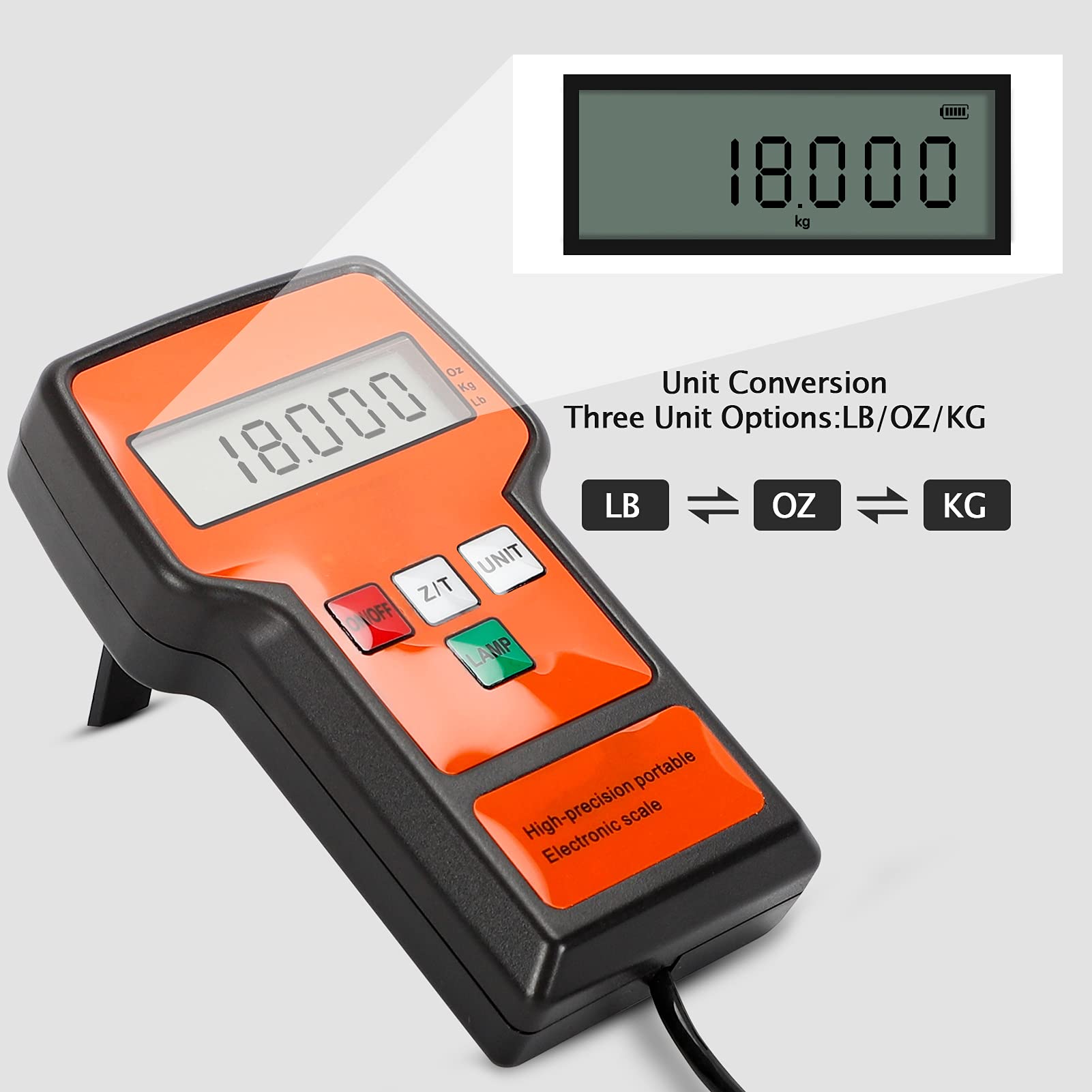 LMC-100 Bilancia elettronica per refrigerante digitale 100KG, bilancia digitale per HVAC con controller LCD, per recuperare il peso, per custodia portatile con telecomando HVAC R32, R454B