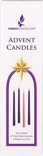 Miniatura 4 de Mega Candles 4 velas cónicas de Adviento sin perfume, velas de cera vertidas a mano de 12 x 78 pulgadas, vacaciones, iglesia, devocional,