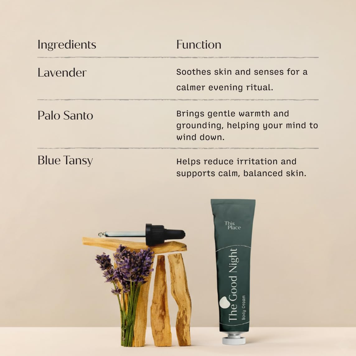 This Place The Good Night Beruhigende Nachtcreme, Regenerierend, 60 ml | Mit Lavendel, Johanniskraut und Blauem Rainfarn, Regenerierend