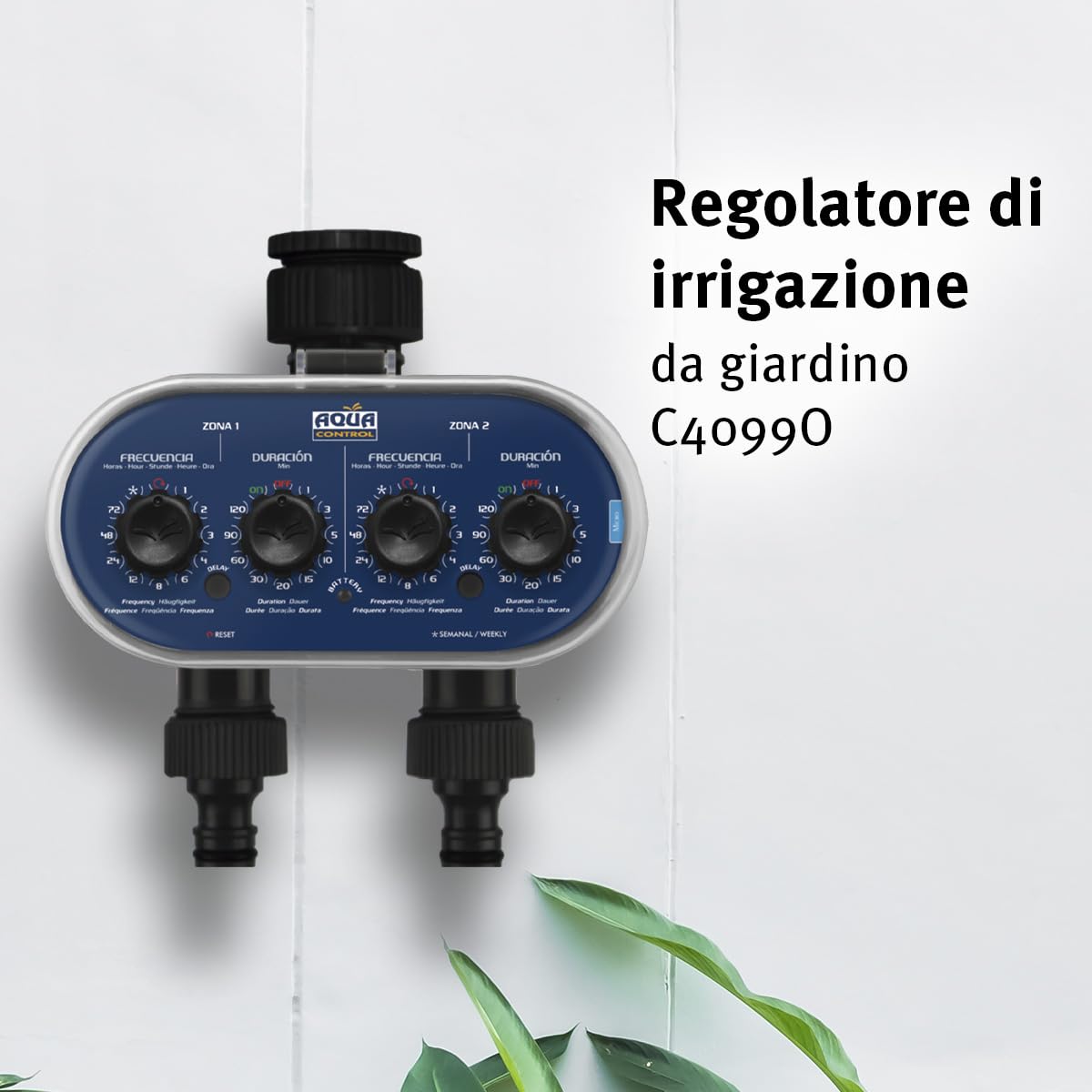 Aqua Control C4011 - Programmatore d'Irrigazione per Giardino - per Tutti i Tipi di Rubinetti - con 2 Uscite Indipendenti