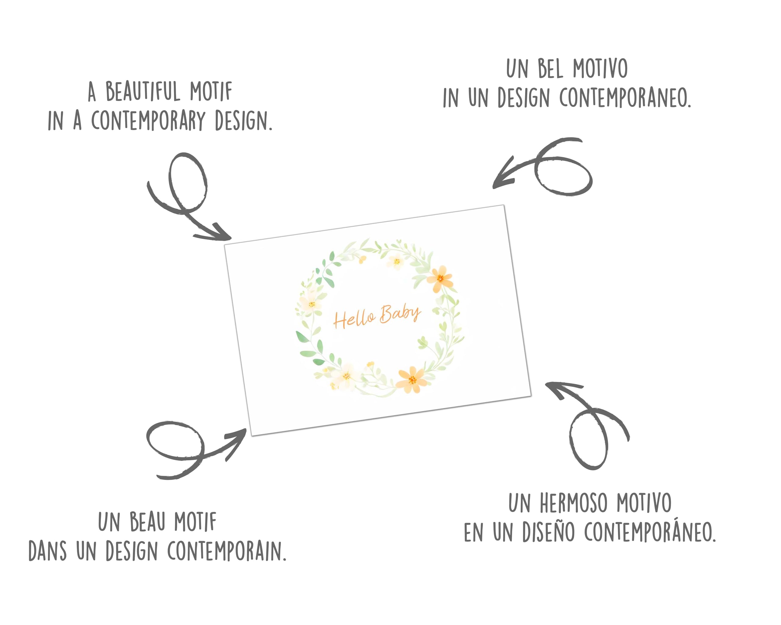 Carte De Vœux Naissance Premium - Format 11,5x17 Cm Avec Enveloppe - Design Moderne Sans Texte - Seidel