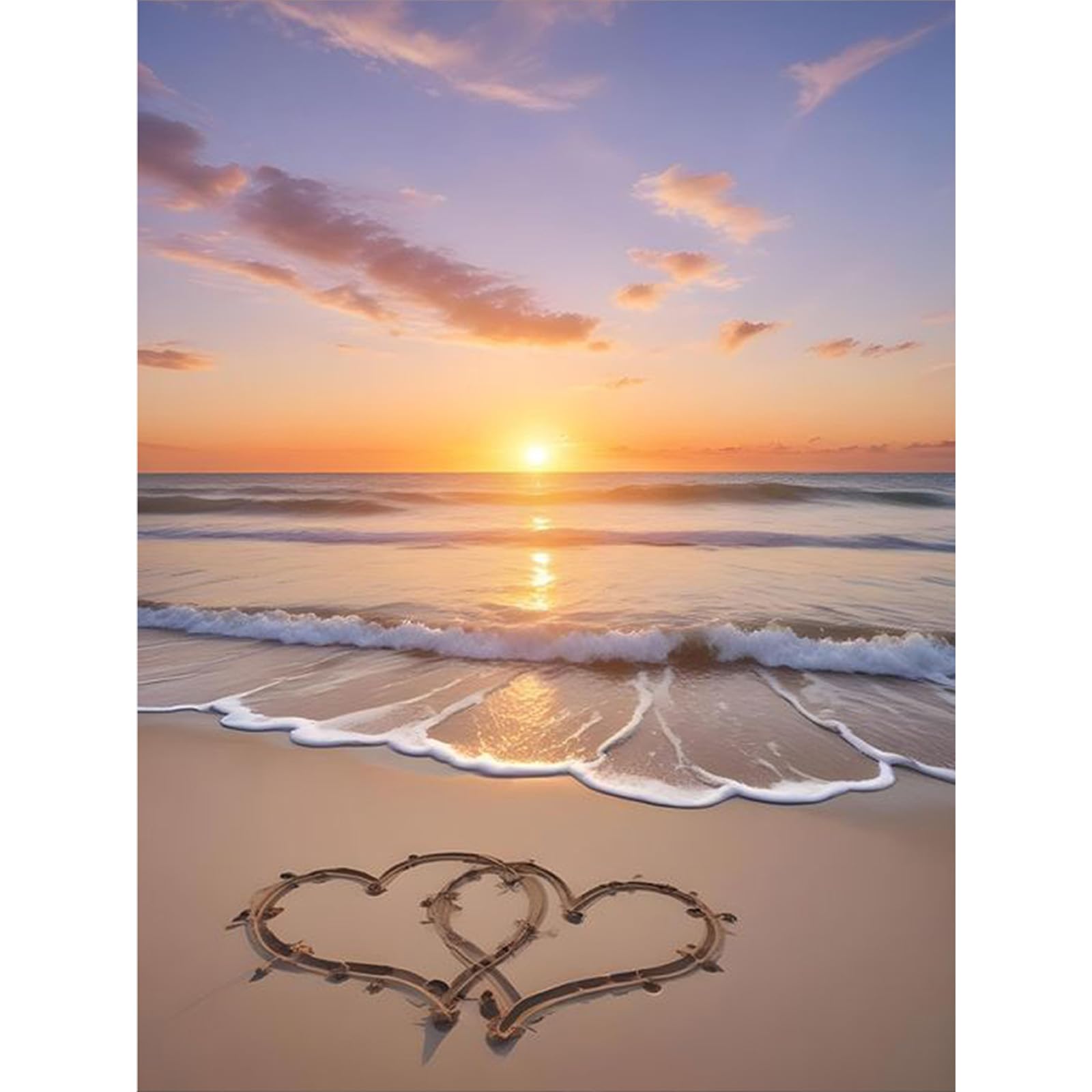Fountor Ukdp06 Beach Sunset Diamond Art Kits Adults Beginner, Love Diamond Painting Kits For Adults, 5D Diy Gem Art Kit For Home Wall Decor 30X40 Cm