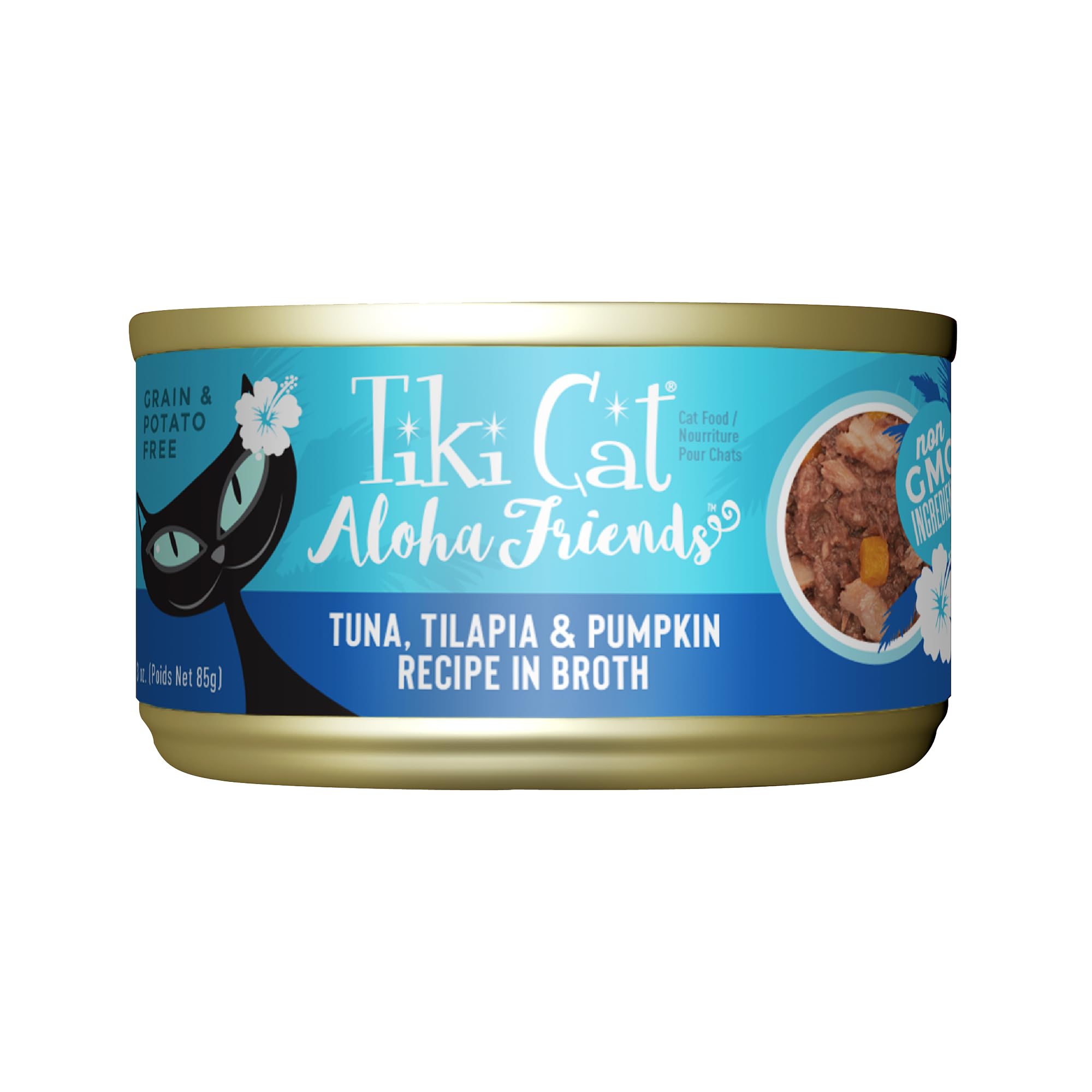 TIKI PETSCat Aloha Friends Grain Free Wet Food for Cats & Kittens, 12 Cans Flaked Tuna & Tilapia, Canned Food 3oz