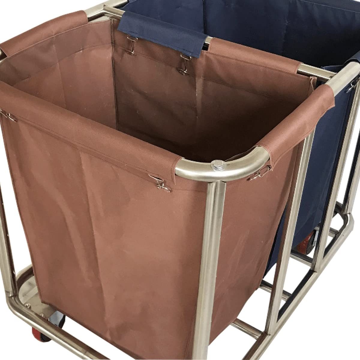 Wytrzymały Wózek Na Pranie Z Kółkami, Komercyjny Wózek Na Pranie, 2 Wyjmowane Torby, Solidna Metalowa Rama, Idealny Do Obsługi Pokoju Hotelowego I Transportu Pościeli,Onecolor-A
